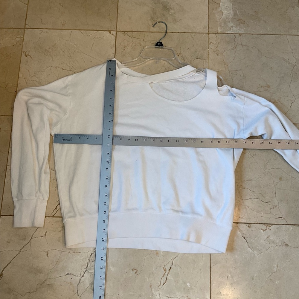 Planet Blue LNA Clothing Gator Cweatshirt, White, Long Sleeves, Cutouts, Sz S - Picture 11 of 11